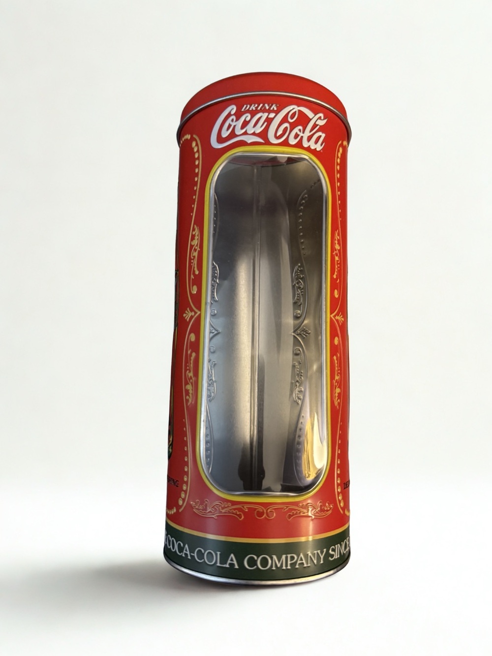 Vintage Coca-Cola Metal Straw Holder Tin | Retro Coke Kitchen Counter Dispenser